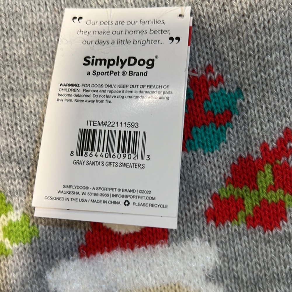 🌟NWT🌟 SimplyDog Holiday Apparel Pet Sweater - Picture 9 of 9